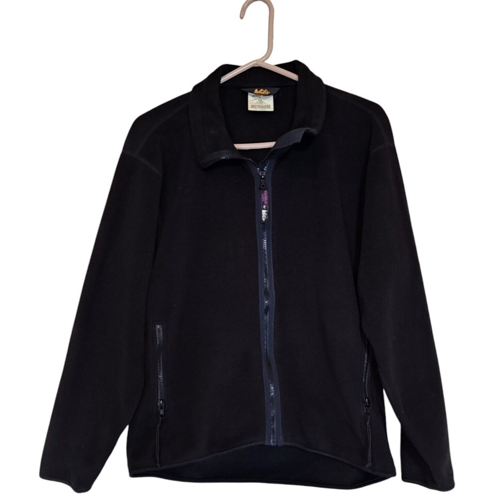VTG REI Windbloc Polartec Fleece Jacket Full Zip Black Men's‎ XS Women's L Thick